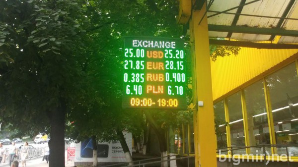 В обменниках доллар в среднем можно купить по 25,20 грн/долл