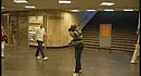 DJ Rush dancing in Budapest metro