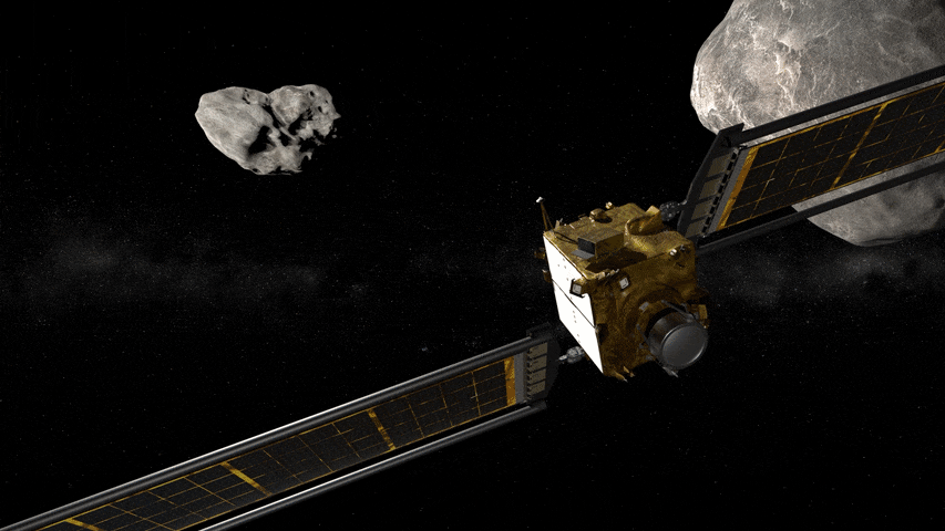 Анимация будущего столкновения с астероидом